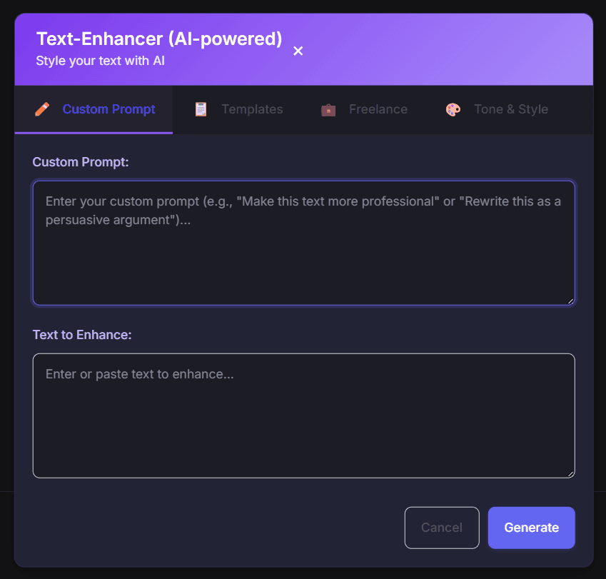 ToneGenie AI Popup Interface